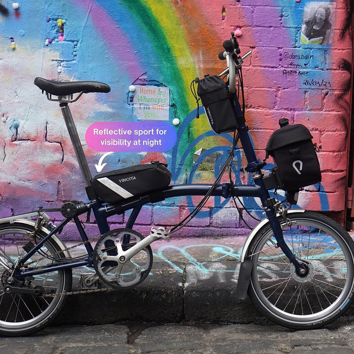 Vincita Voyage Rahmentasche für Brompton-Fahrrad (schwarz, klein) – 1 l Brompton Fahrradzubehör S Sc