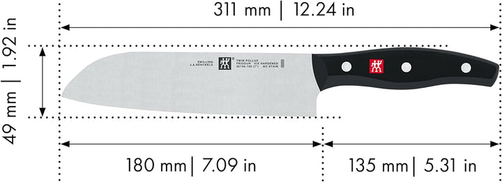 Zwilling 1001381 Santokumesser, Klingenlänge: 18 cm, Grosses Klingenblatt, Rostfreier Spezialstahl/K