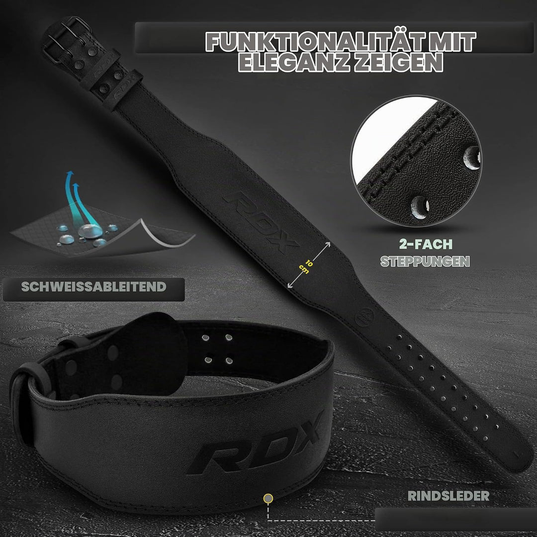 RDX Gewichthebergürtel Leder 4” und 6”, 10 Verstellbar Löcher Trainingsgürtel Schnalle, Powerlifitin