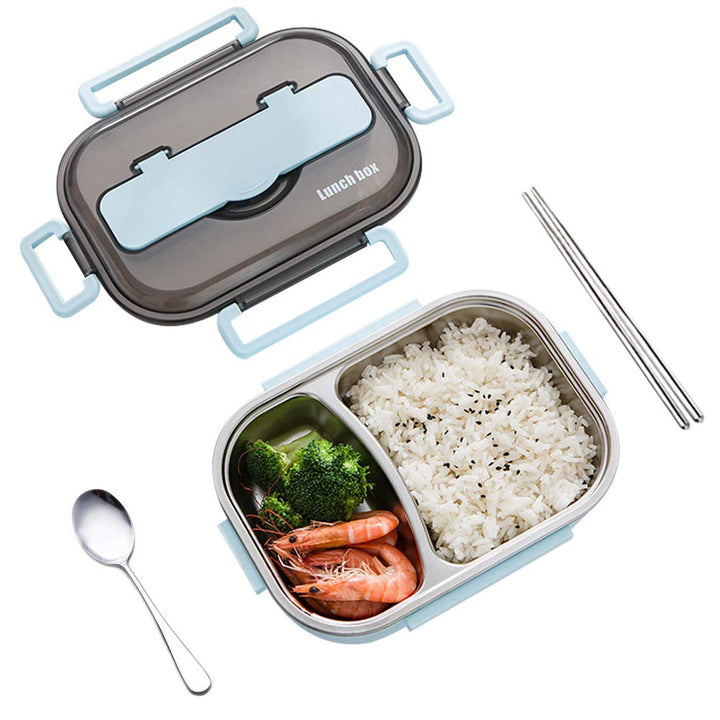 amropi Brotdose aus Edelstahl,Lunchbox mit 2/3/4/5 Fächern,mit Stäbchen und Löffel,Bento Box zum Wan