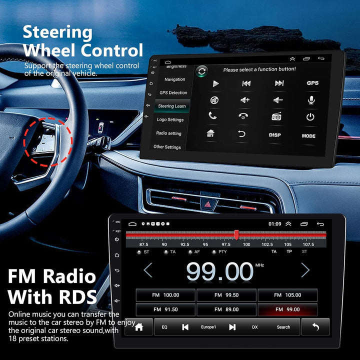 2GB+64GB Autoradio Kabelloses Carplay Android Auto Android 13 Radio mit Navi 9 Zoll Touchscreen 2 Di