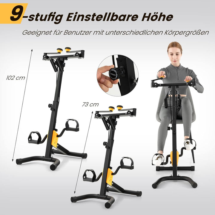 GOPLUS Pedaltrainer Senioren, Bewegungstrainer Arm- und Beintrainer mit Handgriff & Widerstand, Ergo
