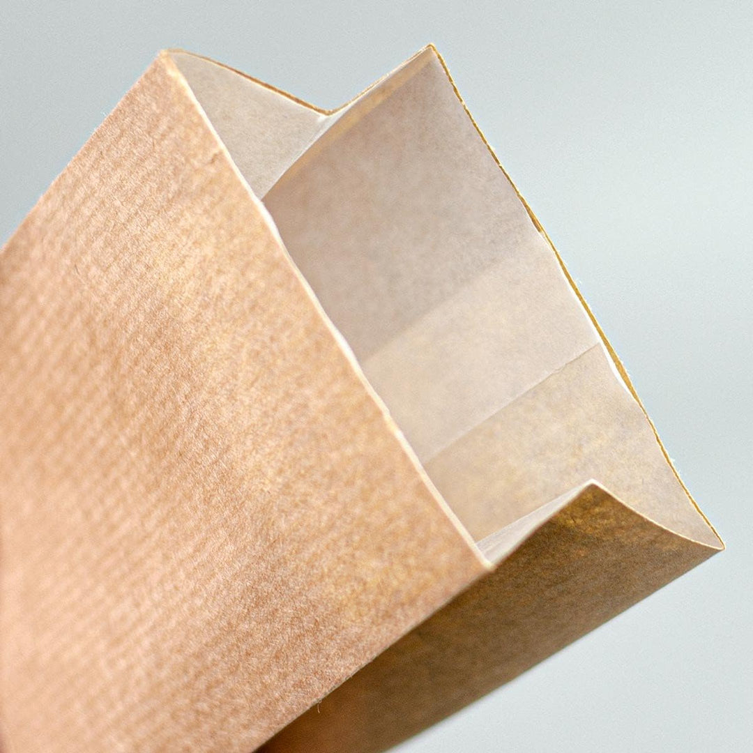 1.000 Stück Boxpouch braun aus Kraftpapier | 70 x 40 x 205 mm Inhalt: 100 g | lebensmittelecht und a