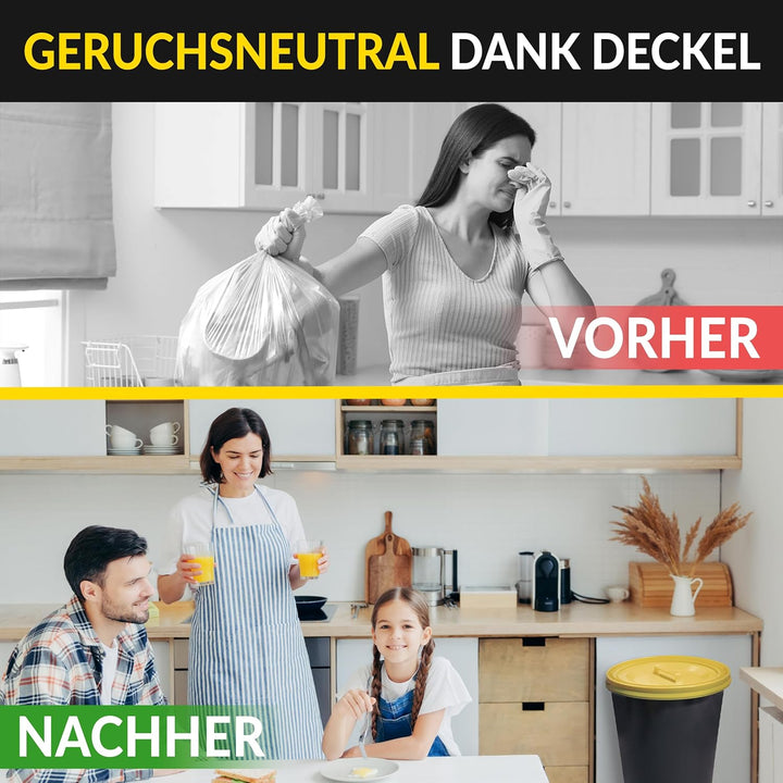 Topanbieter999 60 Liter Mülleimer Sack-Ständer Gelber Sack Eimer Müllsackständer mit rotem Deckel -