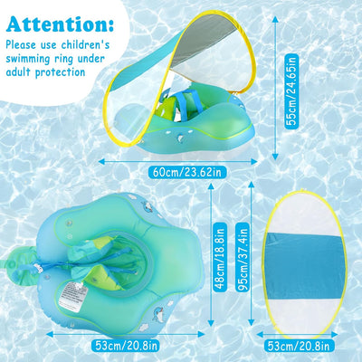 ACTOYS Schwimmreifen Baby, Schwimmring Baby, Baby Schwimmring mit Sonnendach, Schwimmhilfe Baby Schw