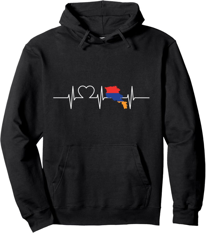 Armenien mit Herzschlag Vintage Flagge von Armenien Pullover Hoodie
