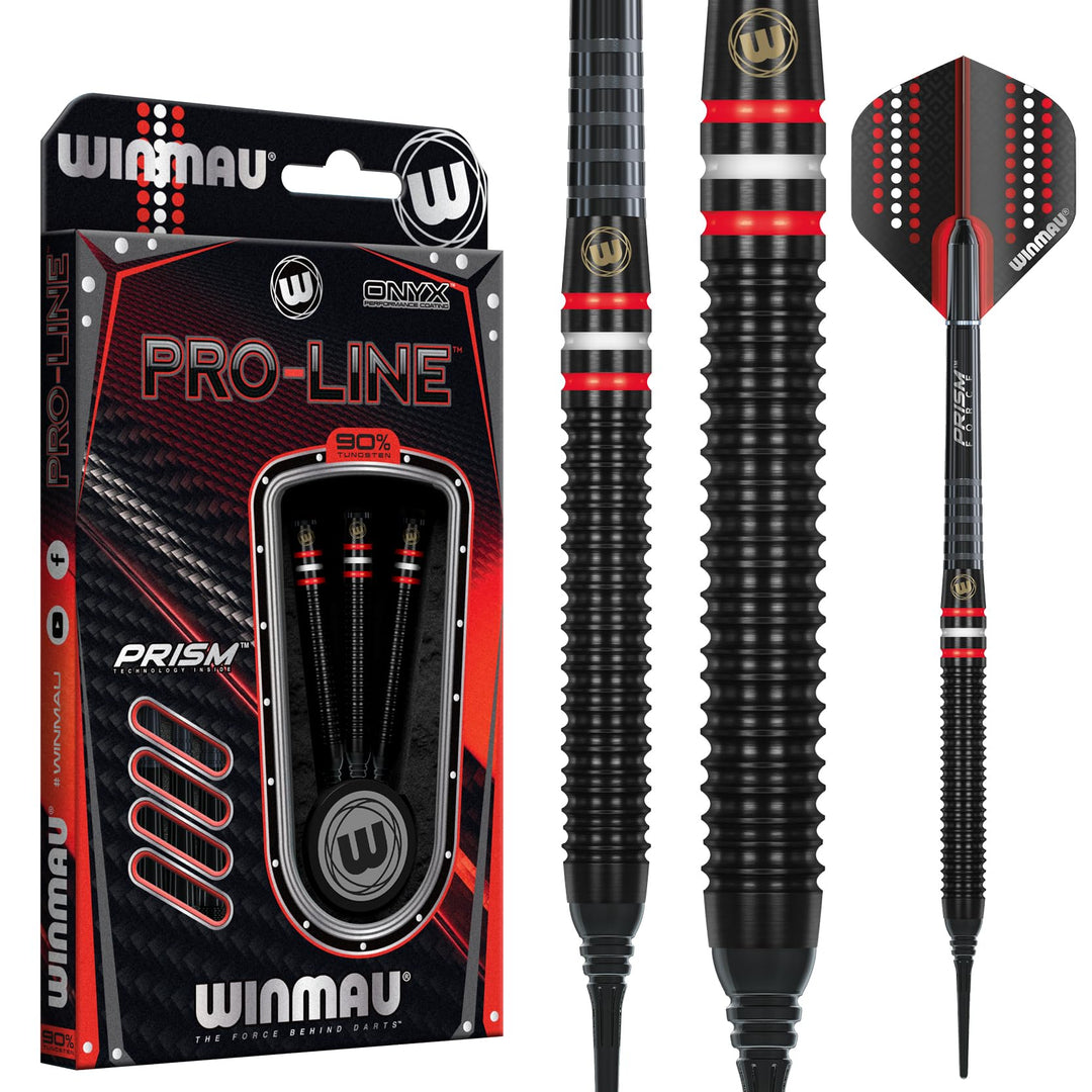 WINMAU Pro-Line 18g Fassgewicht Gesamtgewicht Profi Wolfram Softip Dartpfeile mit Flights und Schäft