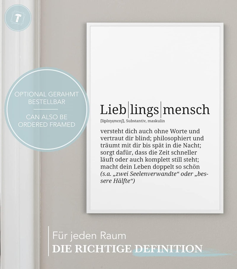 Papierschmiede® Definition: Lieblingsmensch, DIN A1 (59x84 cm), XXL Poster für Wohnzimmer, Schlafzim