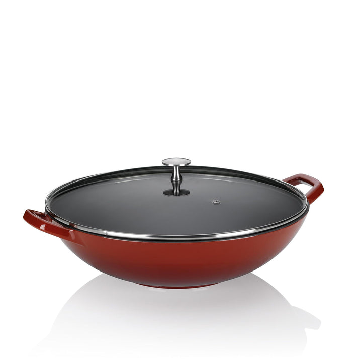Kela Wok Calido Gusseisen rot 10cm 36cmØ 4l, 36 cm, Rot