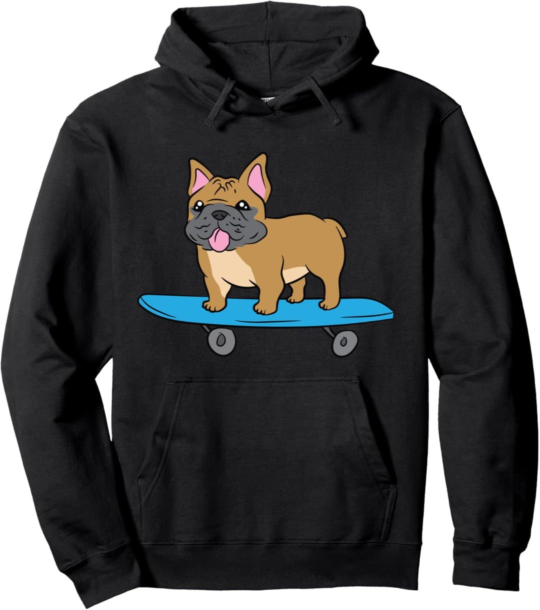 Französischer Bulldoggen Kind Skater Bulldogge Skateboard Pullover Hoodie