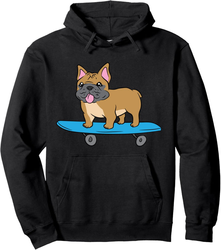 Französischer Bulldoggen Kind Skater Bulldogge Skateboard Pullover Hoodie