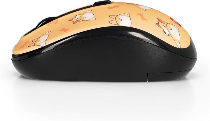 LEGAMI – Kabellose Maus mit ultrakompaktem USB-Empfänger, Corgi, 3 Geschwindigkeitsoptionen, ABS-Mat