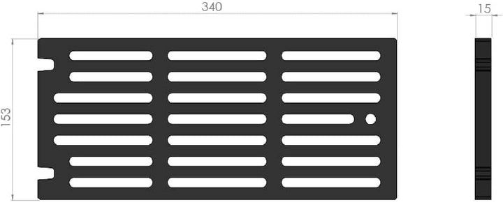 Kaminrost/Ascherost Eckig 340 x 153 x 15 mm passend für Globe Fire Aronia ** Kaminöfen inkl. Modellü
