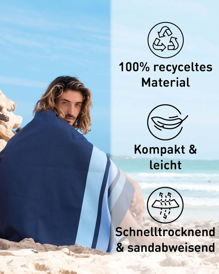 Fit-Flip Strandtuch XXL aus Mikrofaser - leicht und schnelltrocknend - 100% recyceltes Strandhandtuc