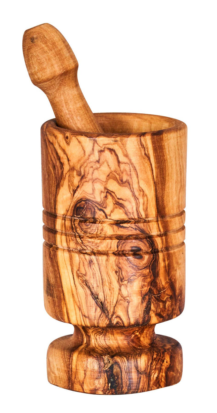 Mörser H12cm Olivenholz Holzmörser Stössel zylindrisch Holz Gewürzmühle Küche Natur Unikat Holz Vari