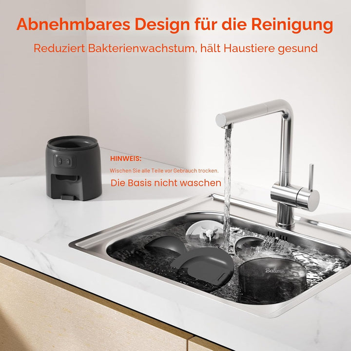 Balimo 3 l automatischer Katzenfutterspender | Futterspender für Katzen 2,4 G WiFi | Sprachfunktion