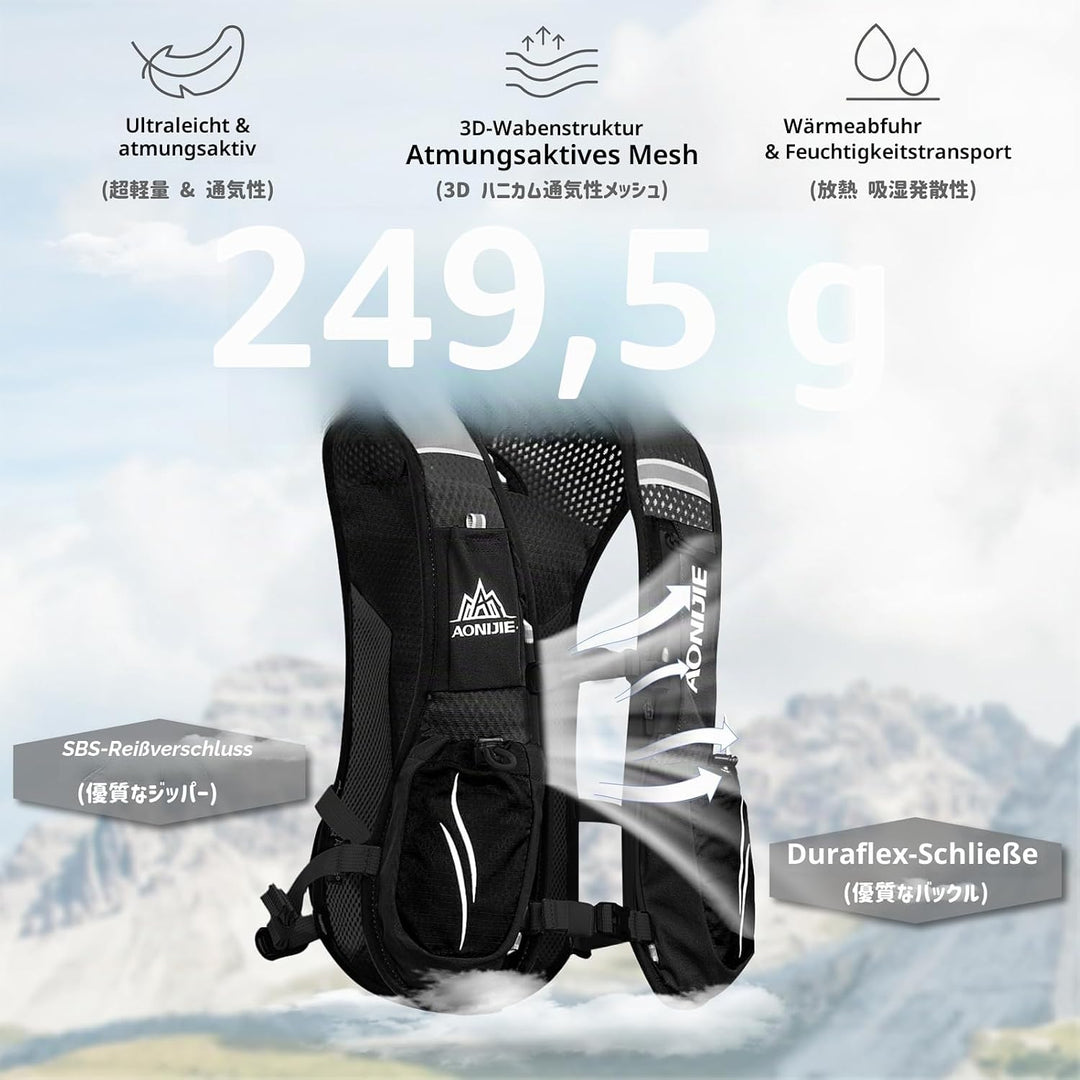 Azarxis Trinkrucksack 5L / 5.5L / 8L, Ultraleichter Laufrucksack, Trailrunning Rucksack, Hydrationsp