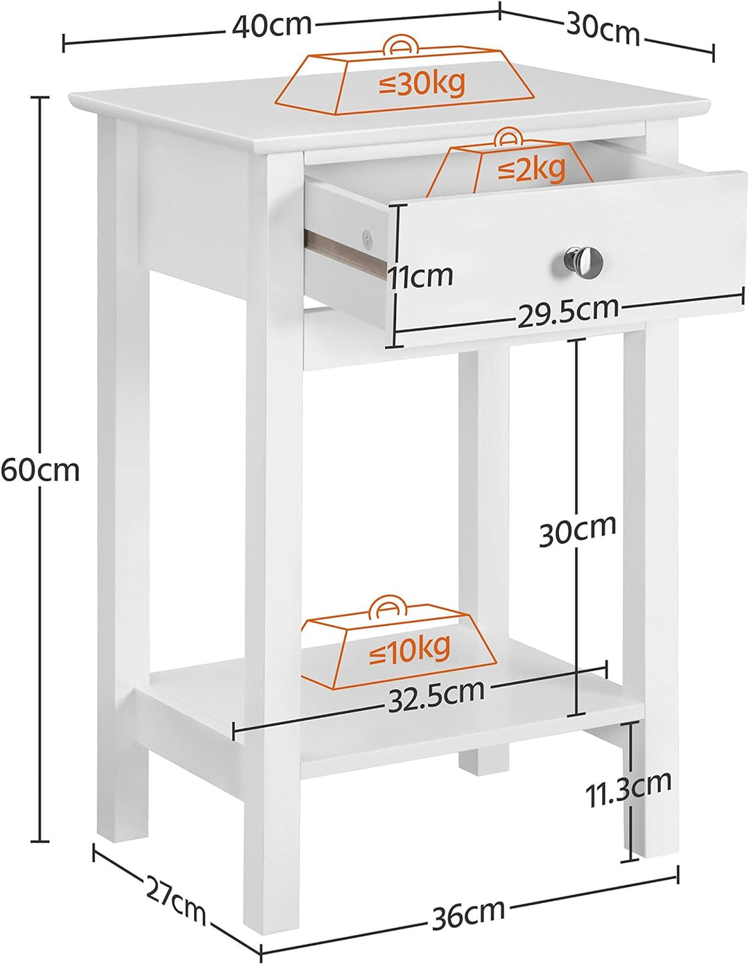 Yaheetech Nachttisch mit Schublade, Beistelltisch mit Ablage, Nachtkonsole Kommode Sofatisch, 40 x 3