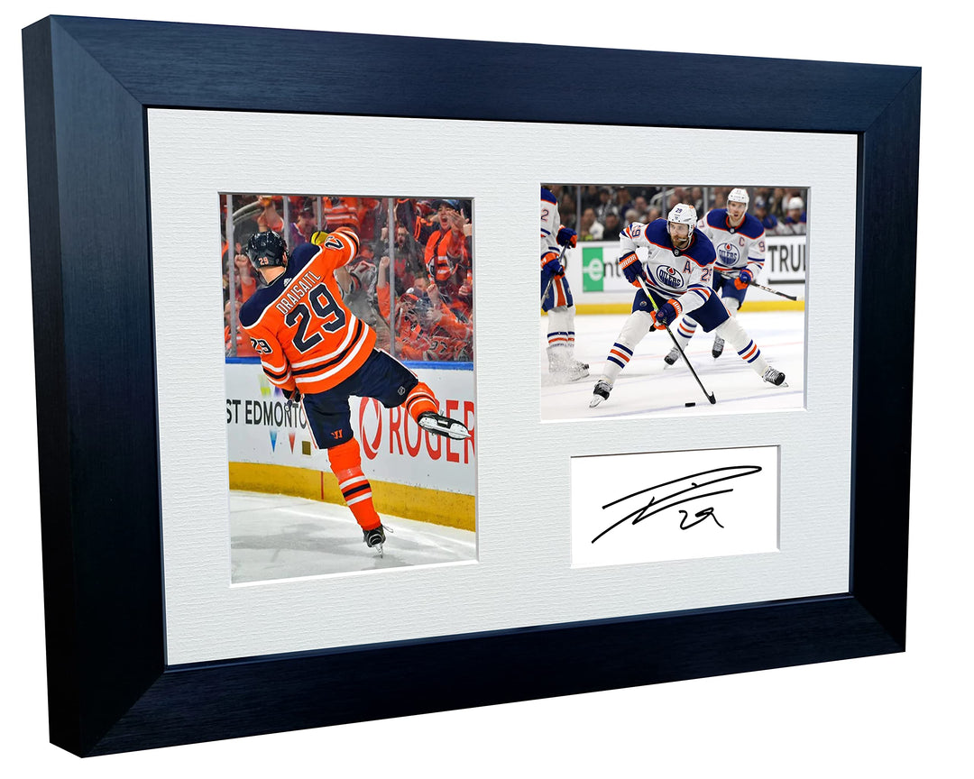 Kitbags & Lockers 30,5 x 20,3 cm, A4 Leon Draisaitl Edmonton Oilers NHL Autogramm, signiert, Eishock
