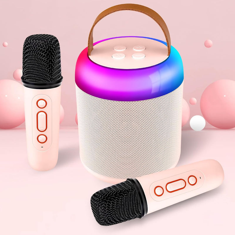 Amouhom Karaoke Maschine für Kinder/Erwachsene, Tragbarer Mini Bluetooth Lautsprecher mit 2 Kabellos