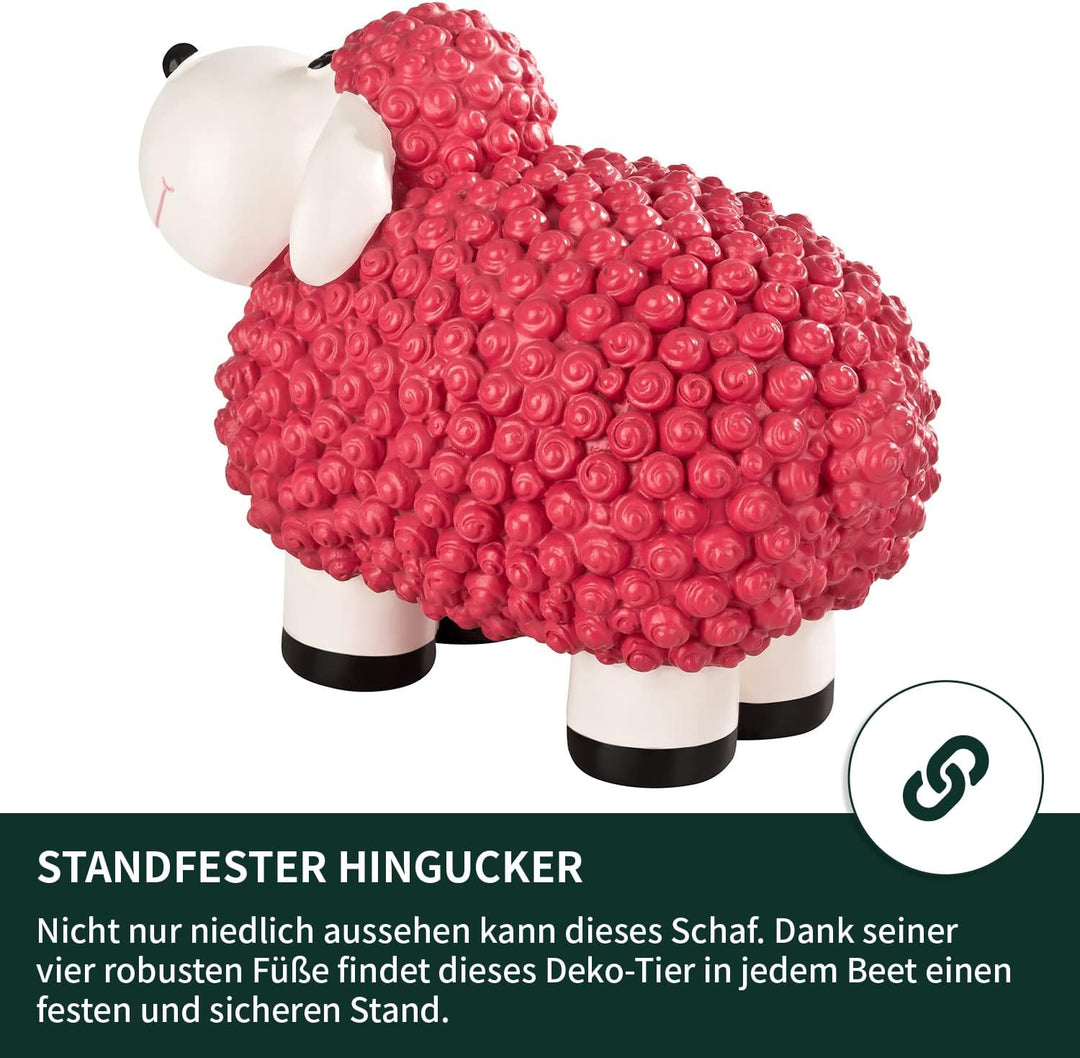 VERDOBA Mini Deko Schaf für den Garten, wetterfest - pinkes Deko-Schaf Molly - Gartenfigur Schafe Ga