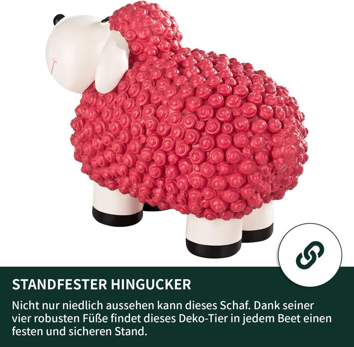 VERDOBA Mini Deko Schaf für den Garten, wetterfest - pinkes Deko-Schaf Molly - Gartenfigur Schafe Ga
