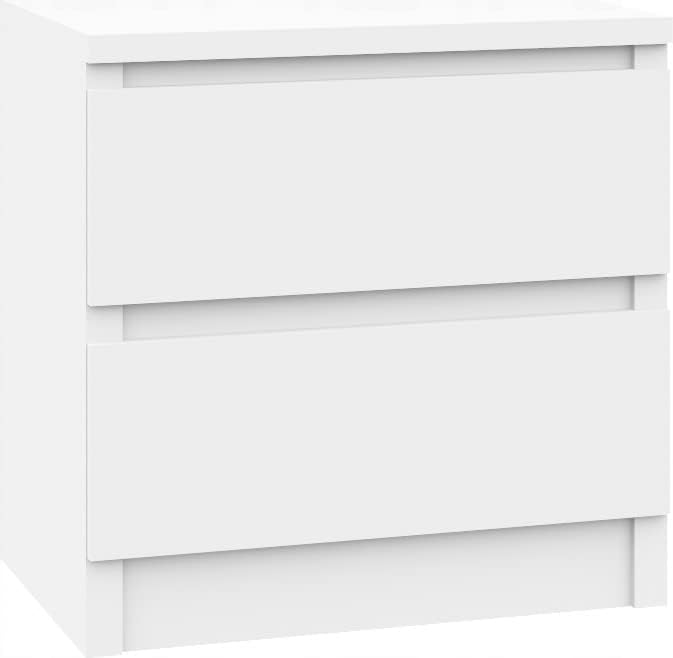 VBChome Nachttisch 40 x 30 x 40 cm Weiss Matt Nachttisch mit Zwei Schubladen für das Schlafzimmer Gr