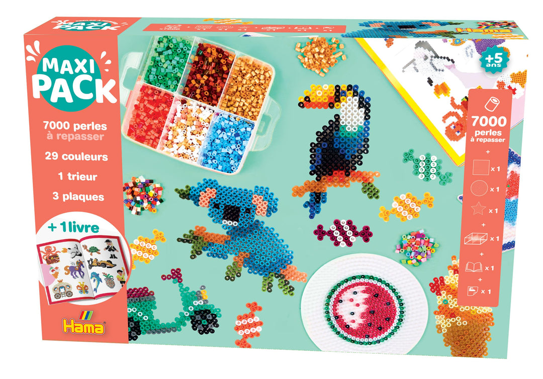 Hama Perlen 3509 Geschenk-Set Bauernhoftiere mit ca. 2.000 bunten Midi Bügelperlen mit Durchmesser 5