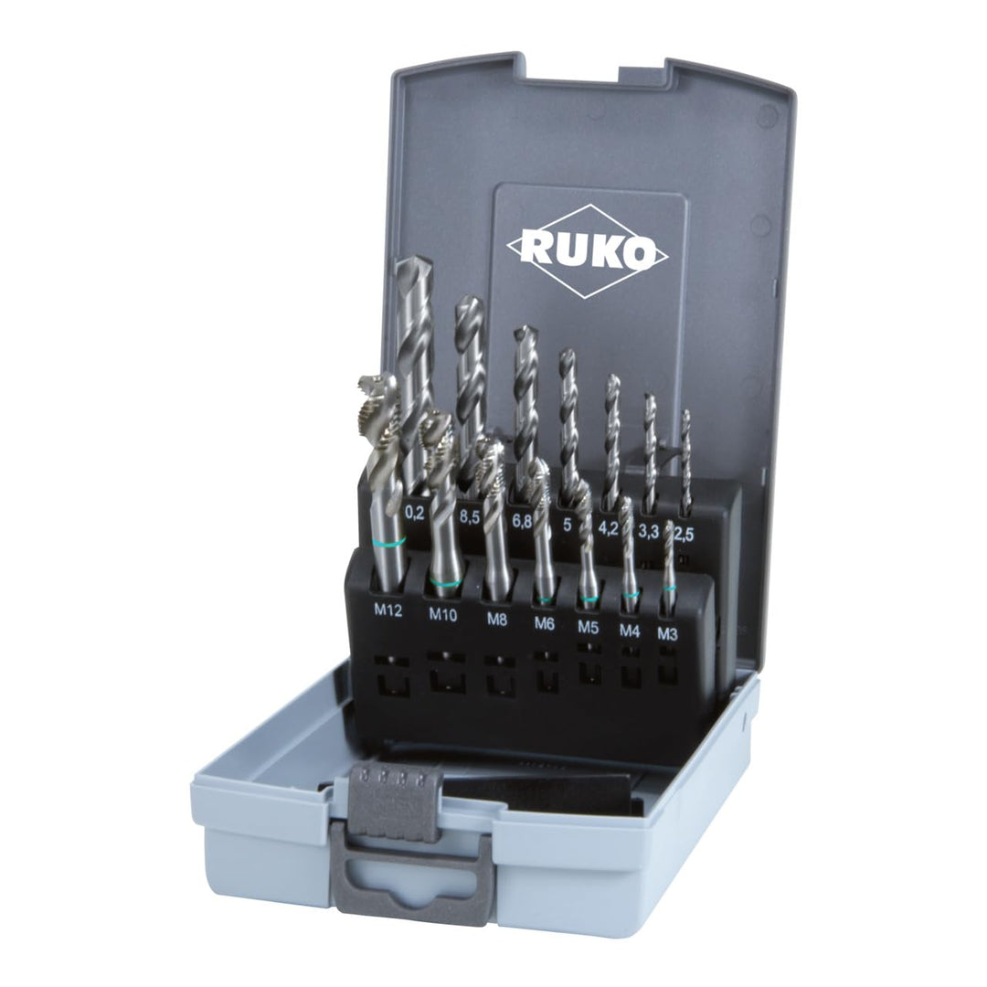 Ruko 245049RO Maschinengewindebohrer Satz HSS DIN 371/376, 14-teilig