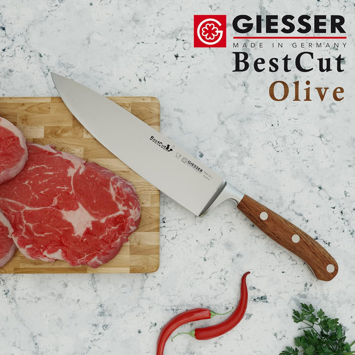 Giesser seit 1776 - Made in Germany - scharfes Kochmesser geschmiedet Olivenholz BestCut Olive, 20 c