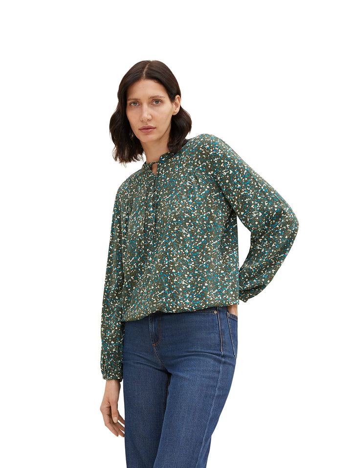 TOM TAILOR Damen Bluse mit Bindedetail 36 30665 - Abstract Minimal Design, 36 30665 - Abstract Minim