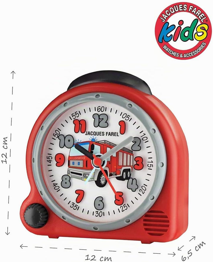 JACQUES FAREL HappySound Kinderwecker mit Melodie Soundwecker Rot mit Feuerwehr Sound Tatütata, Laut