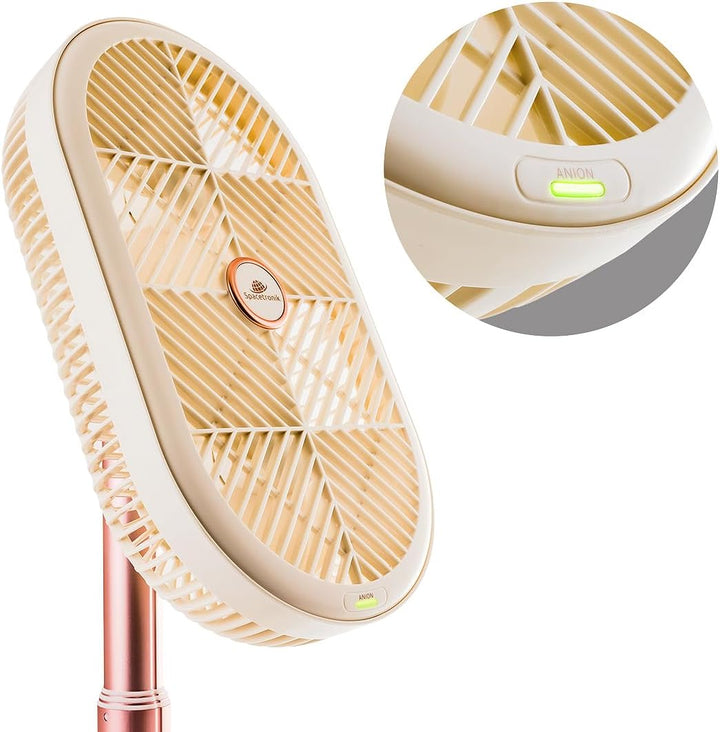 Spacetronik Tragbarer Standventilator mit Ionisator, Ventilator Leise mit 6 Geschwindigkeiten, 3600