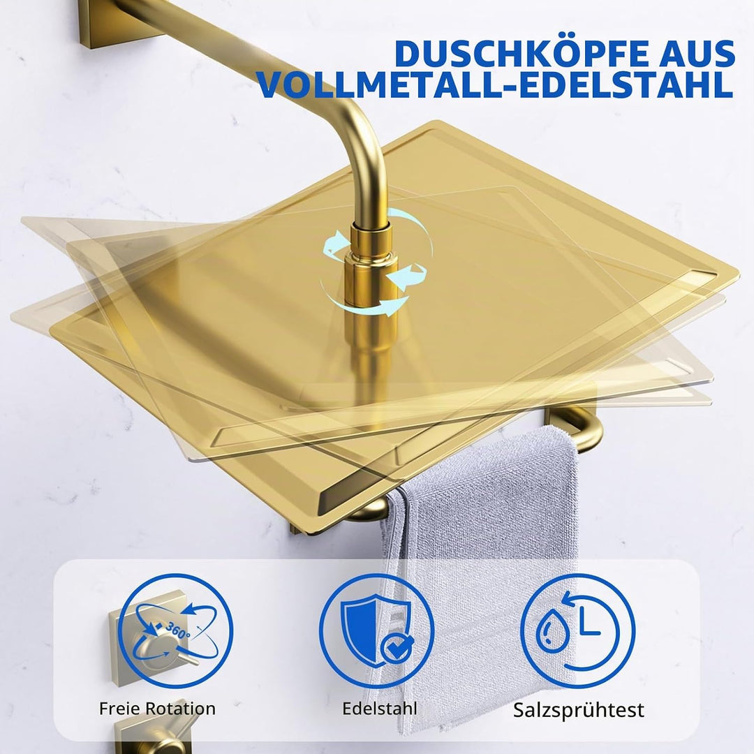 16 Zoll (40.5cm) Regendusche Duschkopf – Edelstahl, Hochdruck, Ultradünn, 360° Schwenkbar – Grosser