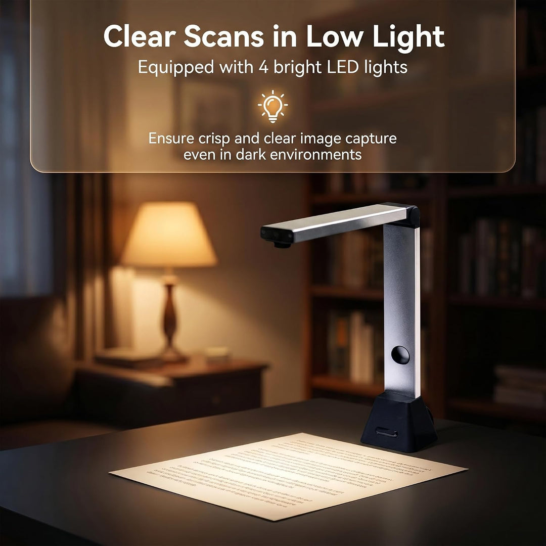 13MP Professioneller Buchscanner | A3 Erfassungsgrösse OCR Scanner Visualizer 3-Level-LED HD Tragbar