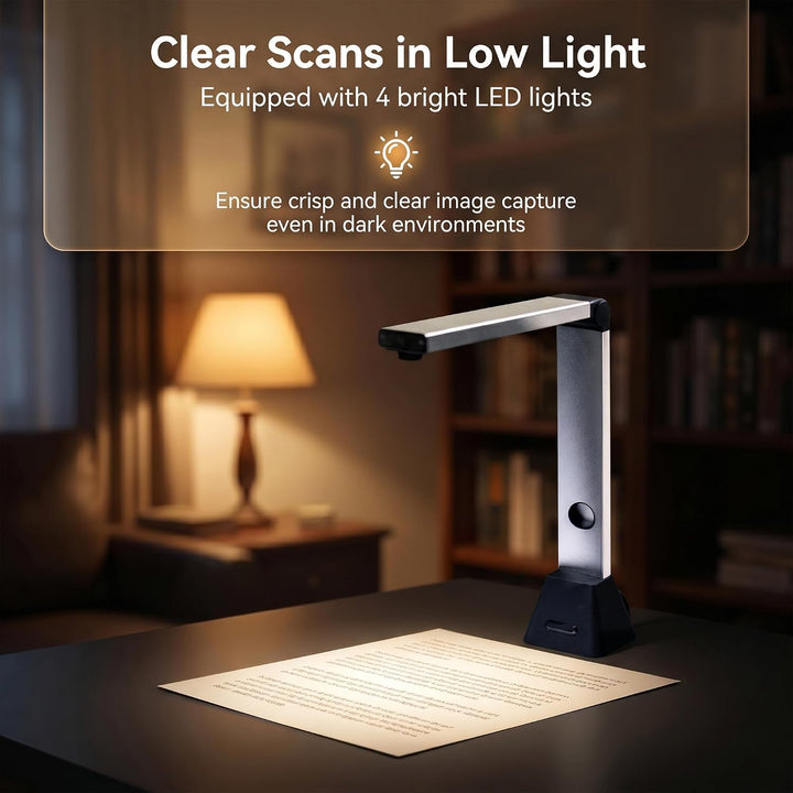 13MP Professioneller Buchscanner | A3 Erfassungsgrösse OCR Scanner Visualizer 3-Level-LED HD Tragbar