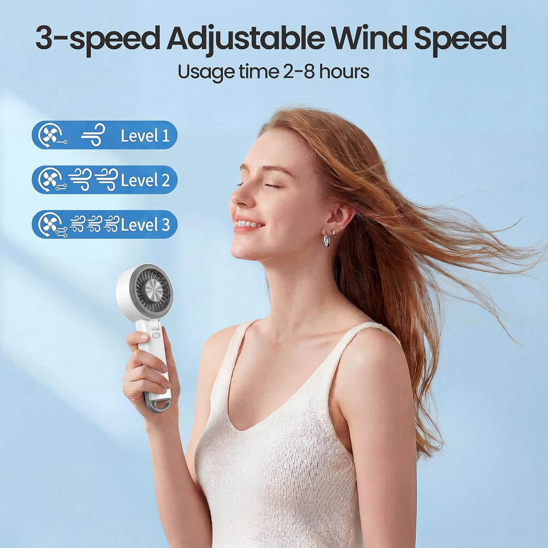 iEGrow Handventilator, Tragbarer USB Aufladbarer Mini Ventilator mit 3 Geschwindigkeitsstufen, Faltv