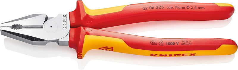 Knipex Kraft-Kombizange verchromt, isoliert mit Mehrkomponenten-Hüllen, VDE-geprüft 225 mm 02 06 225