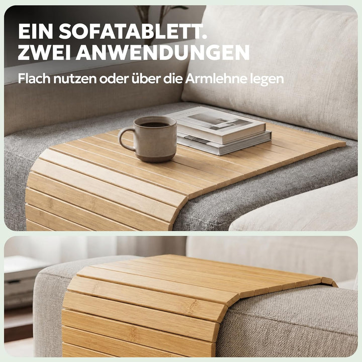 BAM BOO BOX Sofatablett aus Bambus - Couch Tablett flexibel - Sofatablett Armlehne - Sofa Tablett Ho