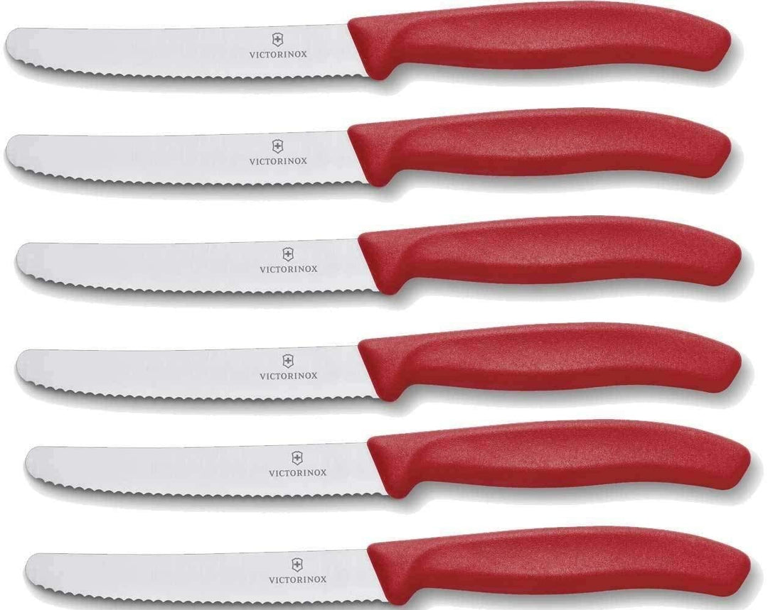 Victorinox 6 Stück Tafelmesser - Tomatenmesser Swiss Classic mit Wellenschliff rostfrei - Swiss Made