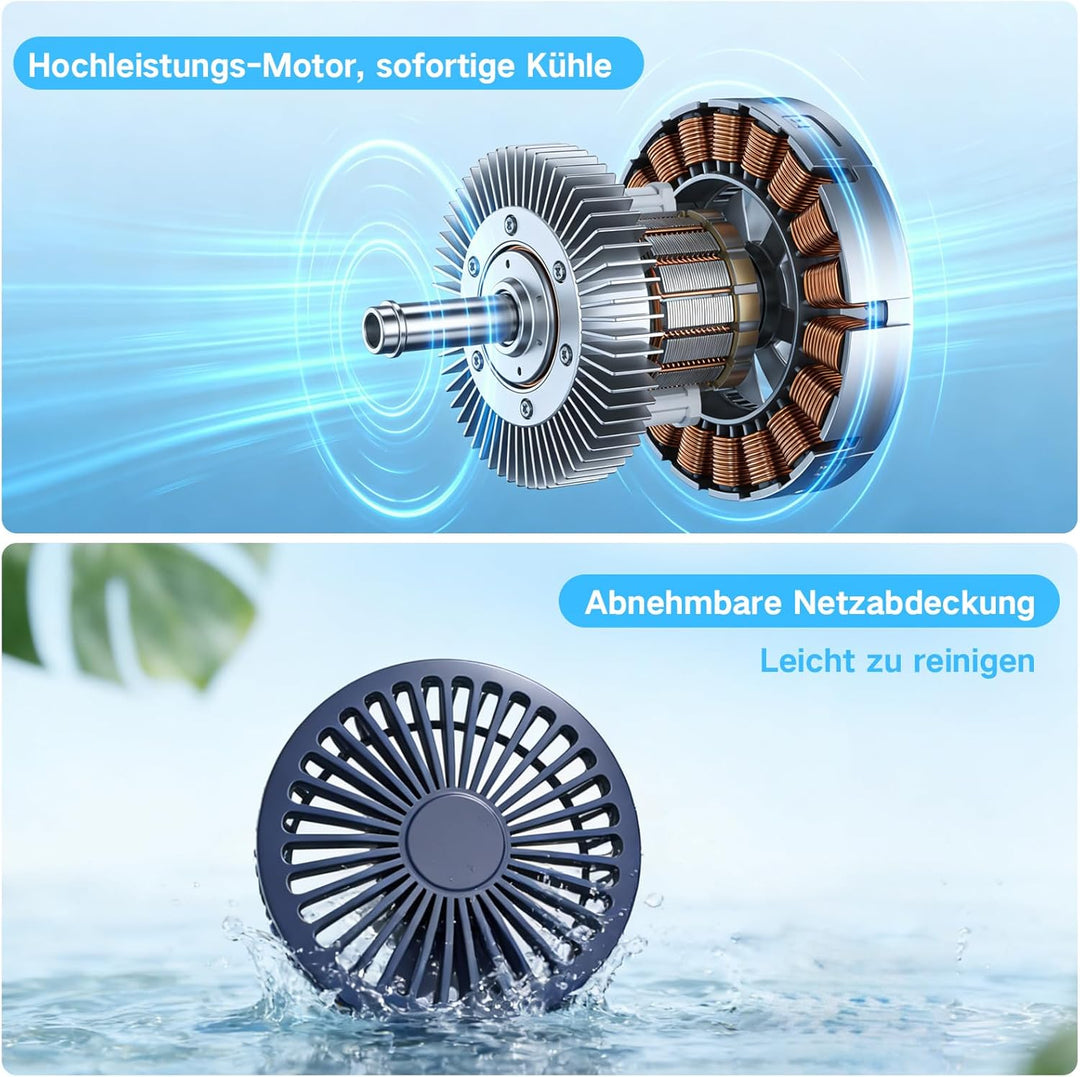 Handventilator, Tragbarer Mini Ventilator mit 4000mAh Akku, 6 Geschwindigkeitsstufen, 90° Faltbar Ha
