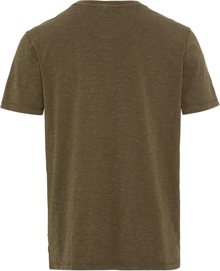 camel active Herren Kurzarm Henley T-Shirt mit Knopfleiste, Dunkel Oliv
