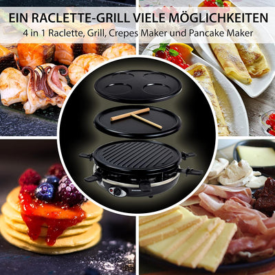 Syntrox Germany 4 in 1 Raclette Pancakemaker Grill Crepemaker für 6 Personen RAC-1200W-Basel