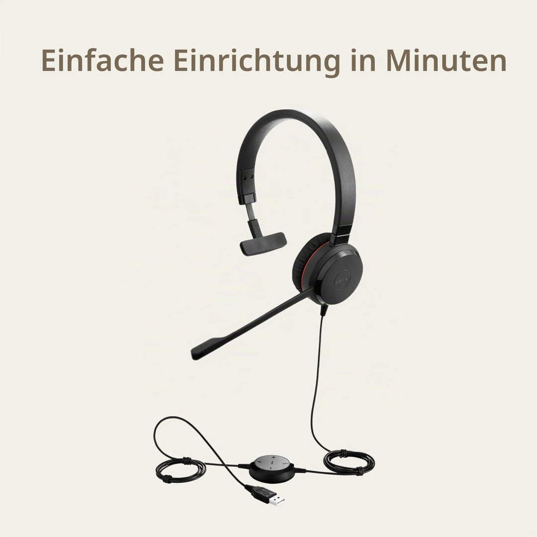 Jabra Evolve 30 II UC Mono USB-C (Überkopfbügel) USB-C Anschluss, mit Mute-Taste und Lautstärke-Regl