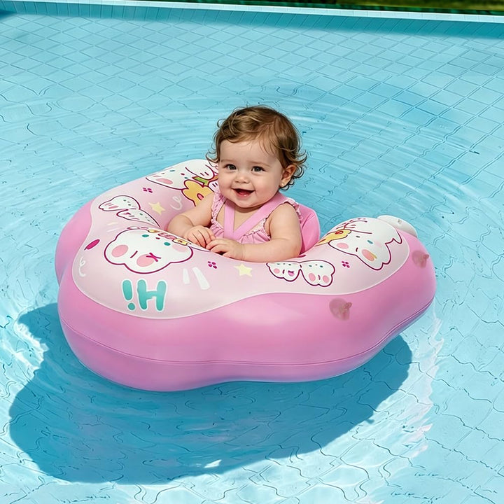 Baby Schwimmring mit Sonnendach Entfernbar, Aufblasbarer Schwimmring Baby mit Verstellbarer Sicherhe