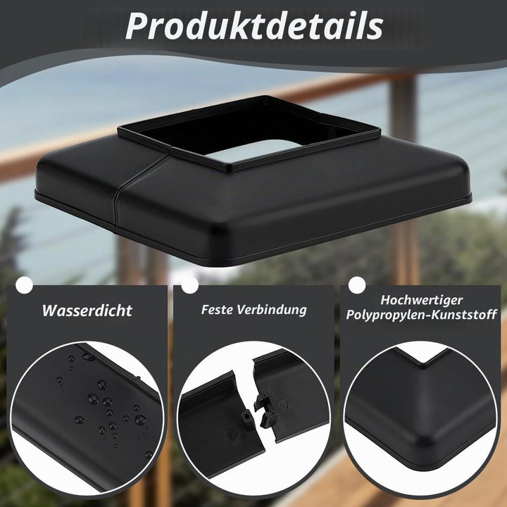 15 Stück Schwarze Pfostensockelabdeckung 10x10cm PVC Pfostenverkleidung Geteilte PVC Zaunpfostenhüls