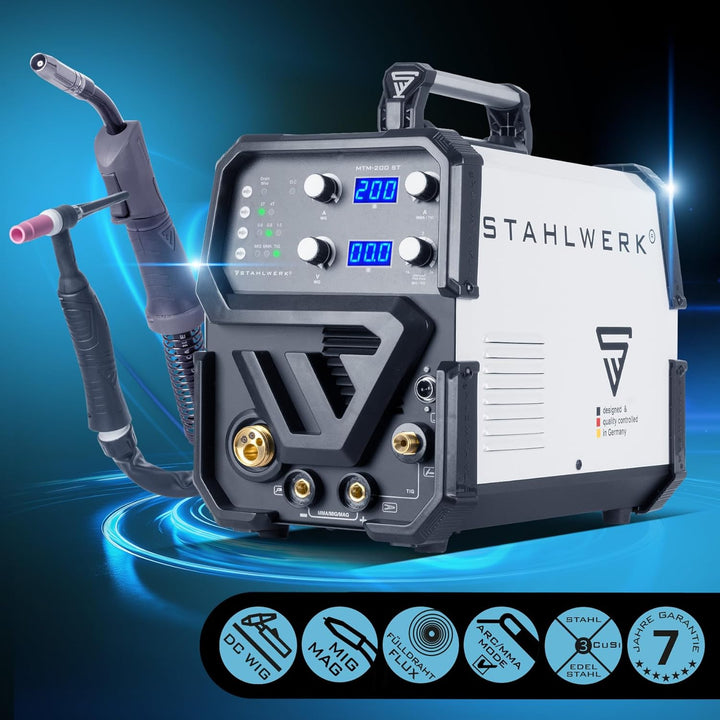 STAHLWERK Kombi-Schweissgerät MTM-200 ST Vollausstattung 3-in-1 Schutzgas-Schweissgerät | Inverter m