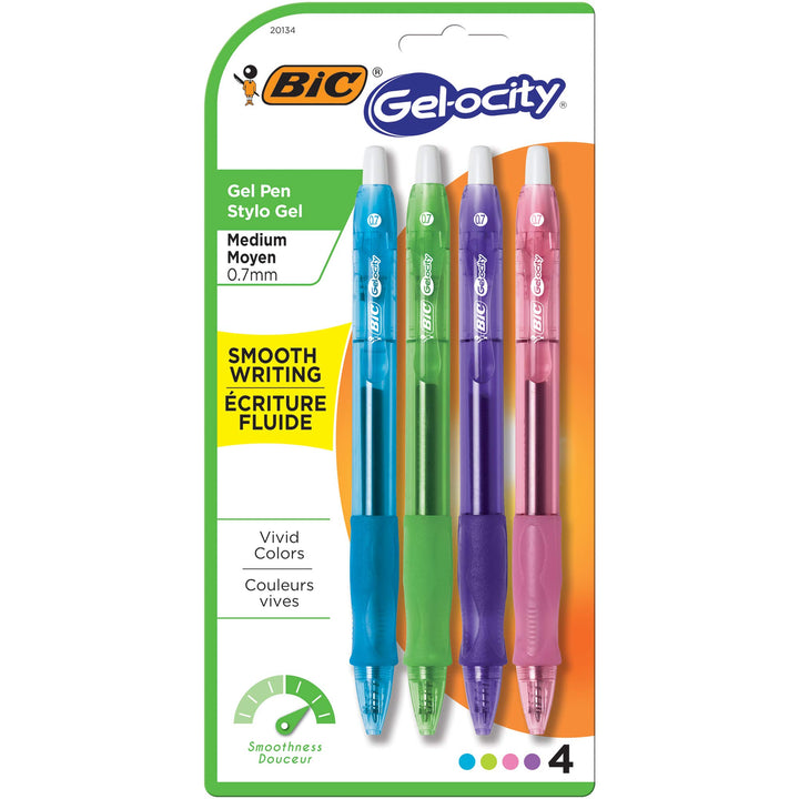 Bic RLCAP41-AST Multi Color Bic Gelocity Fashion Pen 4 Pack