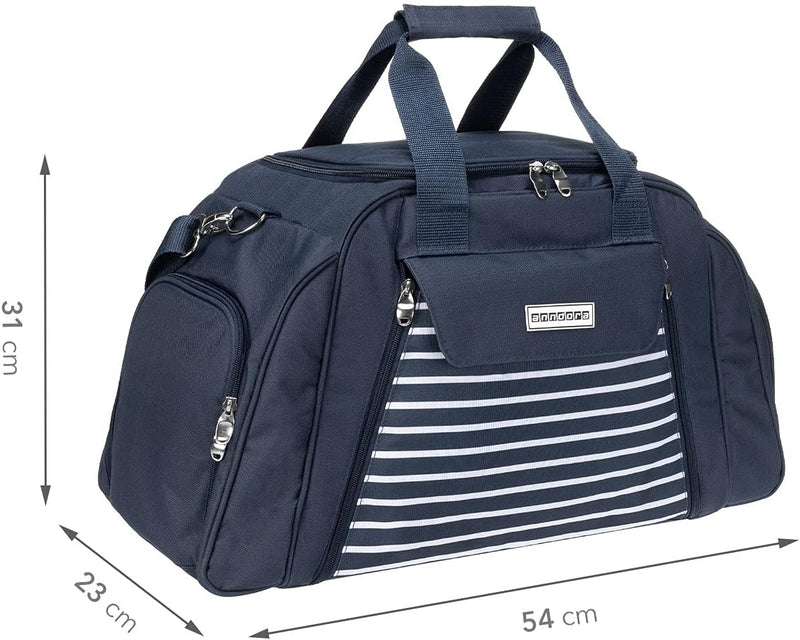 anndora Picknicktasche mit Kühlfach Navy blau weiss gestreift 29 Teile 4 Personen 3655: Navy Blau We