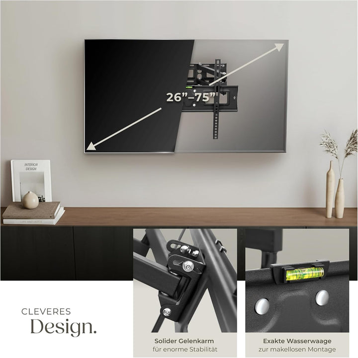 tectake® TV Wandhalterung schwenkbar für Fernseher, Bildschirm Halterung, Monitor Halterung, neigbar